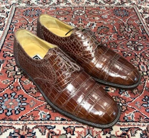 Mens Giorgio’s Palm Beach Brown Cap Toe Crocodile Alligator Dress Shoes Sz 8M - Picture 1 of 17