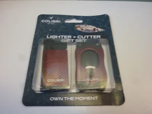 Colibri EVO Lighter and S-Cut Cigar Cutter Gift Set - Red Carbon Fiber Clamshell - Picture 1 of 2