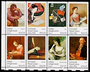 UNIVERSAL POSTAL UNION 1974 FAMOUS WORKS OF ART SET OF 8 MVF US STAMP #1530-1537 - Picture 1 of 4
