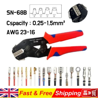 QNGENET SN-68B Crimping Plier Crimper Tool 0.25-1.5mm² for Dupont,TE,JST,Molex Terminal