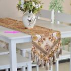 Ethnic Jacquard Tablecloth Fringe Table Runner Beads Luxury Party Room Decors