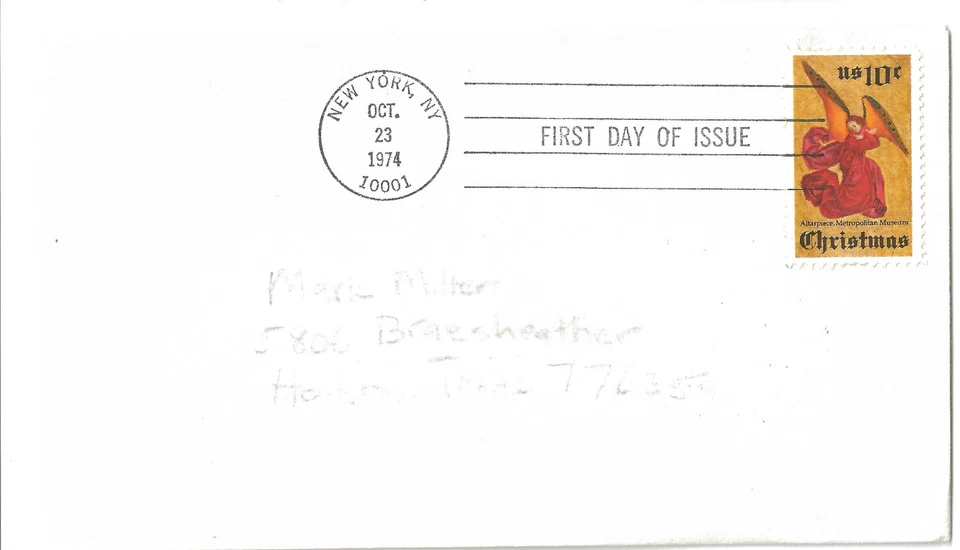 US First Day Cover - October 23, 1974 - Christmas - 10 cent stamp – Altarpiece - Image 1 of 1