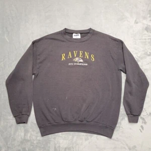 Vintage Baltimore Ravens Sweatshirt Men Large Gray Pullover Crewneck CSA NFL Y2k - Picture 1 of 15