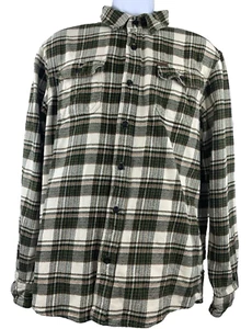 ORVIS Flannel Shacket Men's L Black Brown Plaid 4 Pockets Camping Fly Fishing - Picture 1 of 13