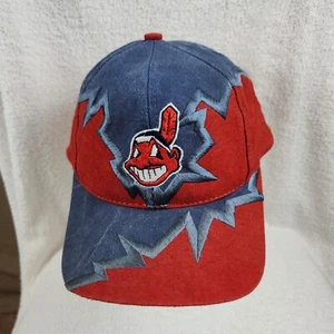 VTG Cleveland Indians Hat Cap Strapback Jagged Edge Chief Wahoo Drew Peterson 90 - Picture 1 of 11
