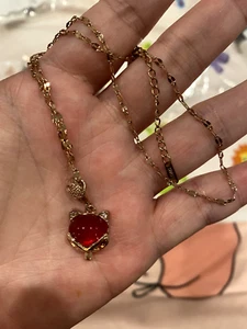 NEU HIGH END *SELTEN* WUNDERSCHÖNE ROTE KRISTALL KLEINE FUCHS GOLD KETTE HALSKETTE!! - Bild 1 von 3