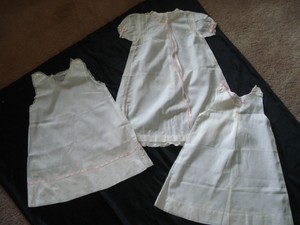 Lot Of 3 Antique Children Night Gowns (trimmed in pink)