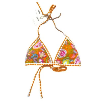 NWT Zaful Seamolly Paisley Printed Whip Stitch String Triangle Bikini Top Size 4 - Image 1 of 2