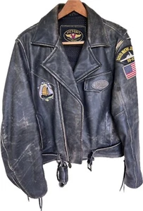Men’s Vintage Victory Leather Motorcycle Jacket Size Large - Picture 1 of 13