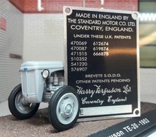 Standard Massey Harris Ferguson Te20 Tea20 Ted20 Tef20 Tractor Commission Plate
