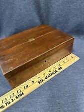 Antique Writing Box 1800's Victorian Travel Carriage Lap Desk Wood Brass Inlaid