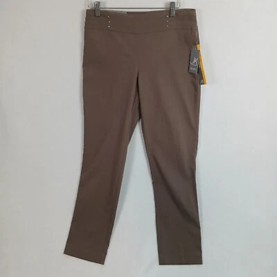 JM Collection 女式铆钉拉扯控制裤 S 码棕色粘土全新带标签 — 第 1/4 张图片