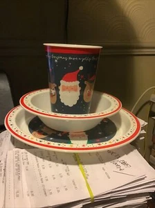 WEIHNACHTSMANN SCHALE TELLER TUMBLER FRÜHSTÜCKSSET GEBURTSTAG WEIHNACHTSMANN ESSEN - Bild 1 von 4