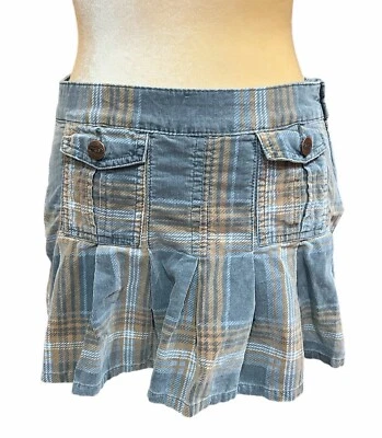 De colección Y2K BONGO Micro Mini Falda a Cuadros Pana Cremallera Lateral Coqueta Jr Talla 1 Foto 1 de 4