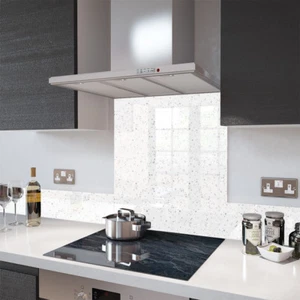 Premier Range White Cosmos Glass Splashback - 90cm Wide x 75cm High - Picture 1 of 1