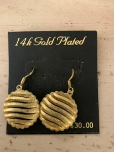 14 KT GOLD PLATED WIRE HOOK EARRINGS - Picture 1 of 2