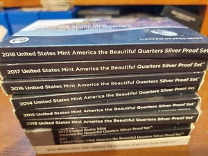 2010 - 2018 Lot of ATB Silver Proof Quarters - 45 coins - Box & COA - Picture 1 of 11