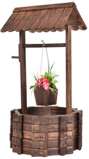 Outdoor Wooden Wishing Well Planter Bucket