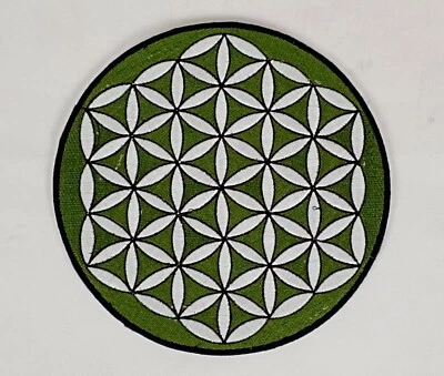 Round Sew On Patch Nepalese Embroidered 20.5 cm Flower of Life - Various Colours - Image 1 of 4