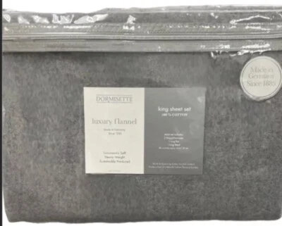 Juego de sábanas Dormisette Alemania franela gris 4 piezas lujosamente suave peso pesado king Foto 1 de 4