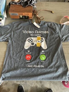 Video Games are Calling And I Must Go Gray Graphic T-Shirt - Picture 1 of 5