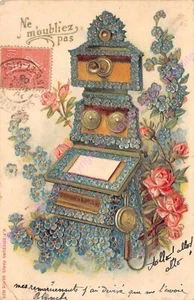 CPA GAUFFREE EMBOSSED Ne m oubliez pas téléphone ca1905 - Picture 1 of 2