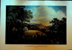 Currier & Ives Calendar Topper 1956 A Summer Landscape Haymaking - Picture 1 of 1