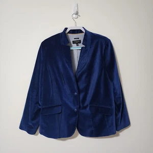 Chaqueta de terciopelo Talbots Aberdeen para mujer azul marino cuello muesca invertida talla 16W - Imagen 1 de 10