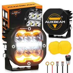 AUXBEAM 2X 3" inch LED Pods Work Light Turn Signal Lamp DRL Offroad SUV Truck - Foto 1 di 12