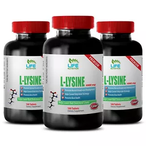 lysine supplement - L-Lysine 1000mg 3 Bottles 300 Tablets - calcium absorption - Picture 1 of 9