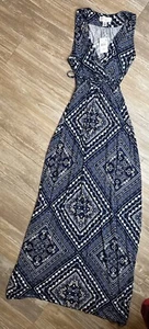 Motherhood Maternity Women's Sleeveless V-Neck Maxi Dress Blue Large Size Med - Picture 1 of 7