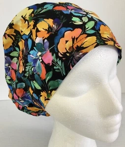 Floral Adjustable Medical Slim Lid Euro Surgery Scrub Cap Chef Hat - Picture 1 of 4