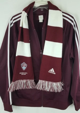 Adidas Set Colorado Rapids Track Jacket and Scarf XL Maroon Season Ticket Holder Cover