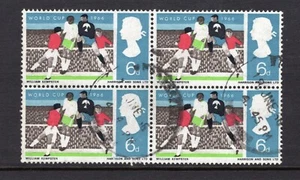 1966 6d WORLD CUP VERY FINE USED BLOCK OF FOUR (O) SG 694 - Picture 1 of 1