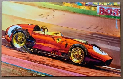 Original Artwork 1959 F1 GP Driver Toni Brooks racing the Ferrari Dino 246 - Image 1 of 4