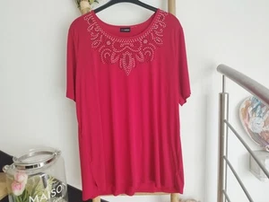 XXL 50 52 Mia Moda Tunika Bluse Shirt T-Shirt rot Nieten Damenshirt - Bild 1 von 4