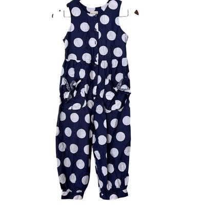 Laura винтажный Ashley мать ребенка темно-синий белый горошек комбинезон девочек 9 лет - Изображение 1 из 4