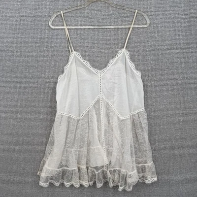 Vestido Victoria's Secret Blanco Encaje Ribete Camisón Sin Mangas Talla M Hada Y2K Foto 1 de 4
