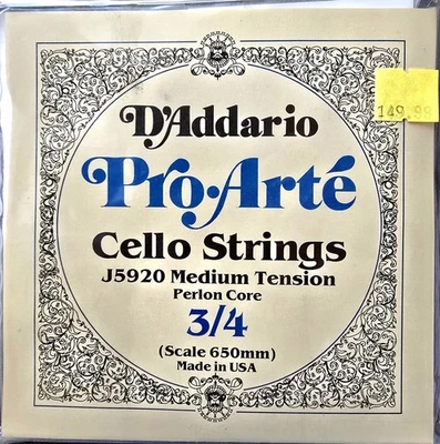 D'addario Pro Arte Cello String Set 3/4 Size  Medium Tension No. J5920 - Image 1 of 2