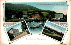 AK GRUSS AUS SCHLESIEN HERMSDORF HIRSCHBERG LIEGNITZ HOTEL RÜBEZAHL 3 BILD 1911 - Bild 1 von 2