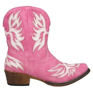 Roper Amelia Tooled Inlay Snip Toe Cowboy Booties Womens Pink Casual Boots 09-02 - Picture 1 of 5