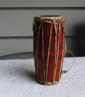 Napalese Madal Drum Nepali Nepal Handcrafted Folk Drum 12" Nice - Image 1 of 4