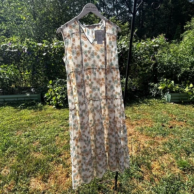 Novo Vestido Maxi Paul & Joe Uniqlo Colorido Sem Mangas Decote V Casual Floral Feminino - Imagem 1 de 4
