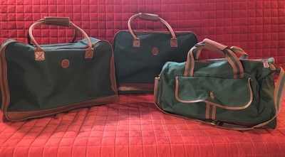 Vintage Polo Ralph Lauren Hunter Green Canvas 3 Piece Bags Luggage Set - Image 1 of 4