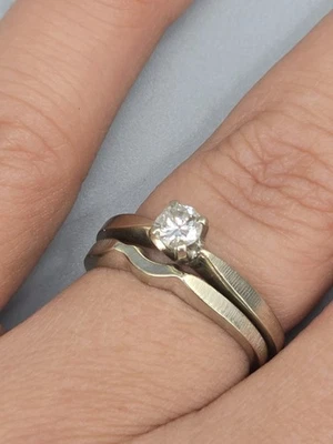 14kt White Gold Engagement Wedding Ring Diamond Set Vintage 14k 5.5 - Image 1 of 4