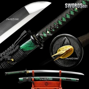 Espada Katana Samurai Japonesa Negra y Verde Hoja de Acero al Carbono Matar Zombi - Imagen 1 de 19