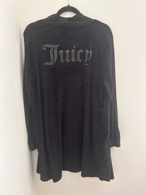Juicy Couture Negro Bling Terciopelo Vestido para Dormir Bata Pijama M Años 90 Y2K Sin Corbata Foto 1 de 3