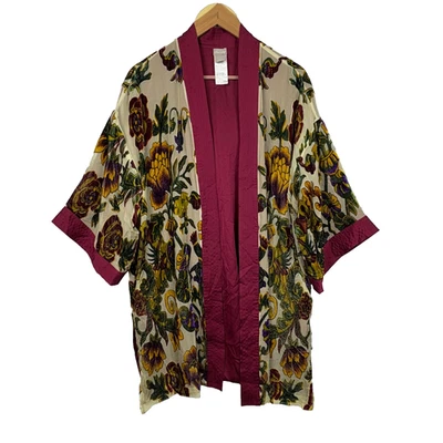 Cardigã Chicos Feminino Kimono Aberto Topper G-XL Veludo Burnout Boho Cigano Caprichoso - Imagem 1 de 4
