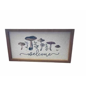 Mushroom Room Wall Decor Welcome Sign Decoration for Home Wood Light Brown - Picture 1 of 10