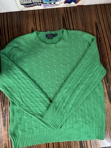 Suéter Polo Ralph Lauren Verde Cachemira Tejido con Cable para Mujer XL Verde Cuello Redondo - Imagen 1 de 4